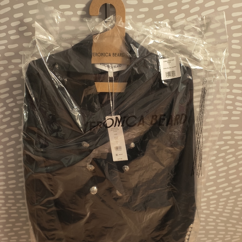 NWT Miller Dickey JacketBlack Flap-Pocket Double-Breasted Blazer Sz 2 - Picture 12 of 12